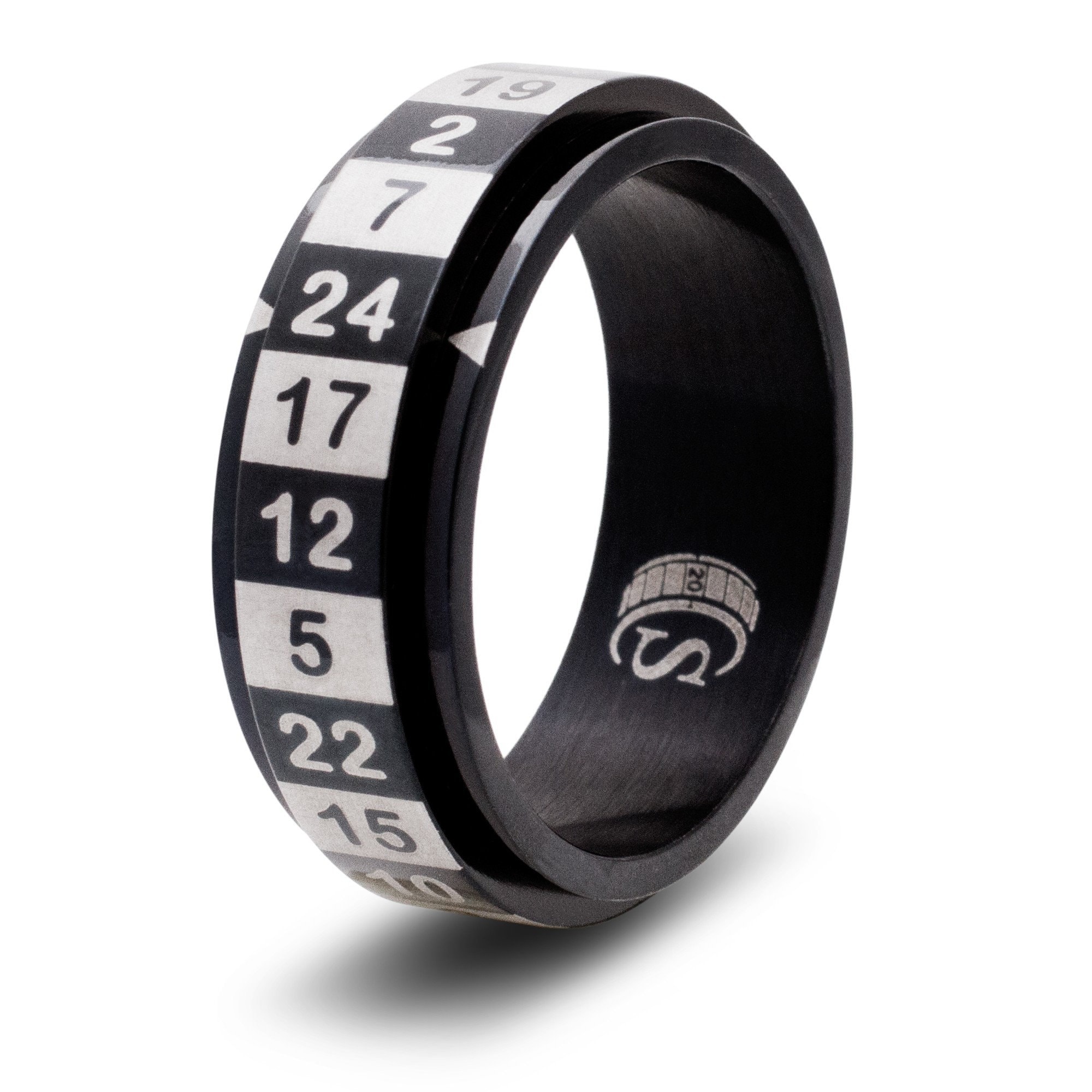 Custom Inner Ring Lettering D20 Dice Couple Ring-Doldols