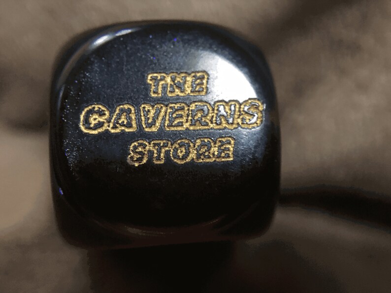 D6 Dice The Caverns Store Gold Engraved on Black and Red Mix Customized Six-Sided Dice