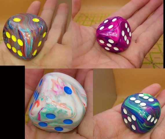 Jumbo 30mm D6 Festive Dice / Large Resin RPG Counter / MTG Life Tracker / Huge Tabletop Gaming Pip Die / Giant DnD Accessory / Swirl Effect