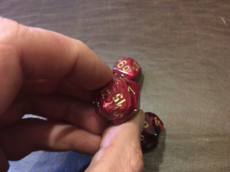 7 Die 16mm Dice Polyhedral Set Vortex Burgundy with Gold image 3