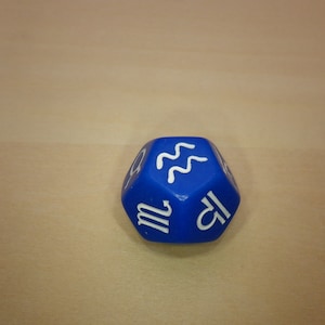 Zodiac Symbol Dice | 18mm D12 for RPG, D&D, and Astrology Tabletop Games Blå