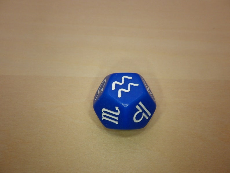 Zodiac Symbol Dice | 18mm D12 for RPG, D&D, and Astrology Tabletop Games Blå