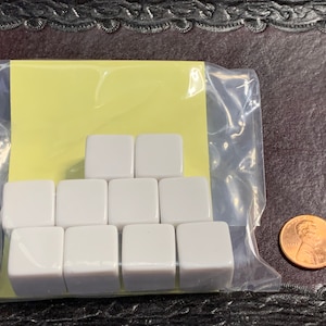 10D6 (10 Six Sided) 16mm Blank White Dice - RPG Tool Tabletop Roleplay Supply CCG Card Board Random Tokens Counters Markers Decision Makers
