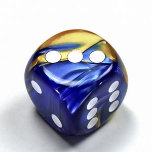 30mm Multicolor D6 Extra Large RPG Tabletop Roleplay CCG Board Counter Marker Token Card Roleplay Games Gaming Random Roll Decision Blue Gold White