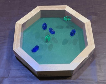 10 in Wooden Octagonal Dice Tray Felt Lined Padded Bottom RPG Tabletop Gaming
