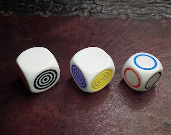 Target Circle Dice / 16mm 14mm Six Sided D6 / RPG Tabletop Counter / Board Game Supply / Math Education Tool / Custom Crafting Bead / 1pc