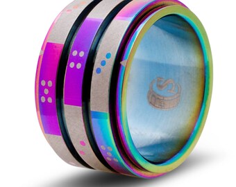 Triple 6-sided in Pips  (3D6 Pips) Dice Random Number Spinner Ring Rainbow Tabletop RPG Gaming CCG Board Games Card Decision Maker Random