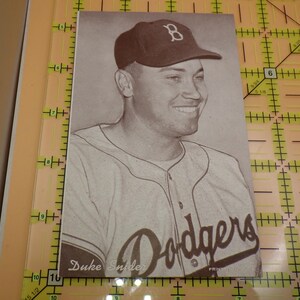 Duke Snider Brooklyn Dodgers Vintage 1950s Exhibit Style Blank Back B&W