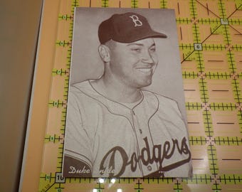 Duke Snider Brooklyn Dodgers Vintage 1950s Exhibit Style Blank Back B&W