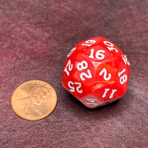 Pearlescent D30 Strategy Dice | 30 Sided Polyhedral Die / TTRPG Gaming Counter / Blue Red Pearl Effect / Single Replacement RPG Math Tool