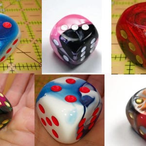 30mm Gemini D6 Dice: Extra Large 1.2" Marbled Resin Die for RPGs & CCGs