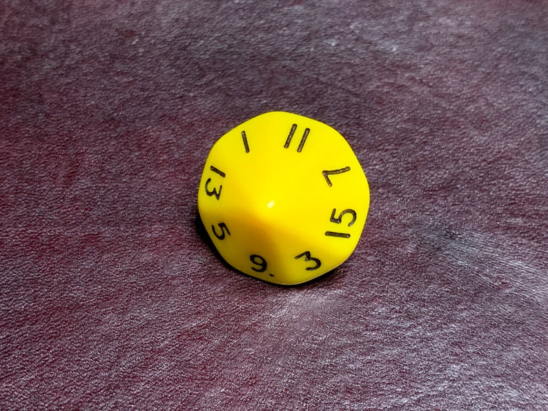 D16 Sixteen Sided Dice Opaque Die Tabletop Gaming RPG Roleplay CCG Board Games Tokes Markers Counting Counters Random Roll Decisions Make Yellow