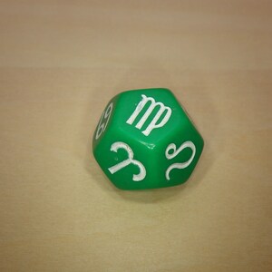 Zodiac Symbol Dice | 18mm D12 for RPG, D&D, and Astrology Tabletop Games Grön
