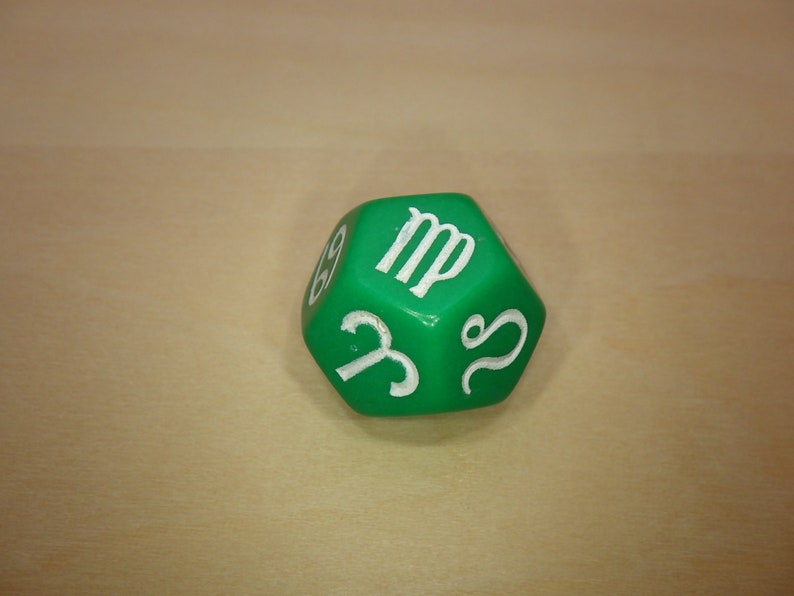 Zodiac Symbol Dice | 18mm D12 for RPG, D&D, and Astrology Tabletop Games Grön