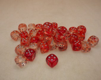 Glow in the Dark Nebula Red Dice Set - 36pc 12mm D6 Block - RPG & Tabletop Gaming Supplies