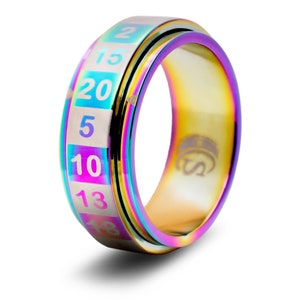 20-sided (d20) Dice Random Number Spinner Ring Rainbow RPG Tabletop Gaming Tool CCG Card Board Roleplay Supply Random Decision Makers