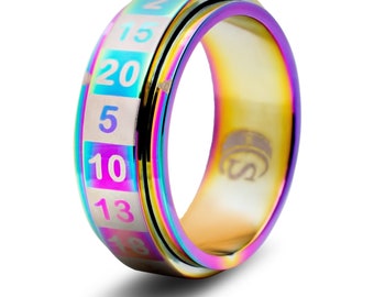 20-sided (d20) Dice Random Number Spinner Ring Rainbow RPG Tabletop Gaming Tool CCG Card Board Roleplay Supply Random Decision Makers