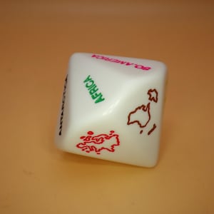 29mm Continents D14 Dice | 14 Sided Geography Die / RPG Tabletop Gaming Accessory / Student Teaching Aid / Unique Polyhedral World Map Tool
