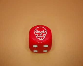 Red 16mm D6 Skull Die - RPG Tool Tabletop Roleplay Games Supply CCG Card Board Random Tokens Counters Markers Decision Makers