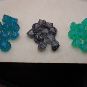10D10 16mm Set of Ten D10 Dice - Glitter Glow in the Dark - RPG Tool Tabletop Roleplay Games Craft Supply CCG Card Board Markers Tokens