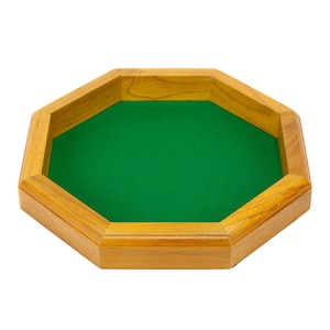 12 in Wooden Octagonal Dice Tray Felt Lined Padded Bottom - Dice Rolling, Crafting Surface, Great for Beads, Rocks, Coins, Stamps, and more