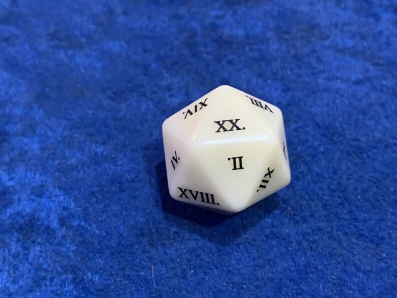 Roman Numeral D20 Die Custom Opaque D20 16mm Gaming Tabletop RPG Dice Roleplay CCG Board Cards Games Marker Tokens Count