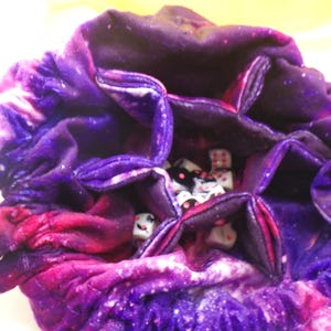 Velvet Dice Bag with Pockets - Nebula - Holds 150+ Dice - Drawstring Jewelry RPG Tool Tabletop Roleplay Games Supply CCG Card Board Random