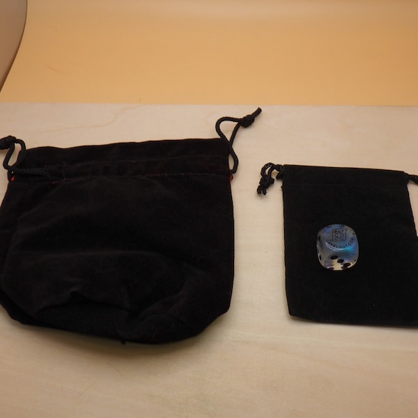 Black Dice Bag, Round Bottom 3.74x4 or Small Single 2x3  - Drawstring Pouch Jewelry Crafts Beads Tokens Coins Money Counters Markers Makeup