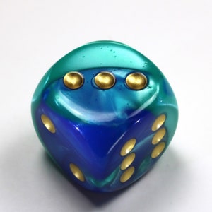 30mm Multicolor D6 Extra Large RPG Tabletop Roleplay CCG Board Counter Marker Token Card Roleplay Games Gaming Random Roll Decision Blue Teal Gold