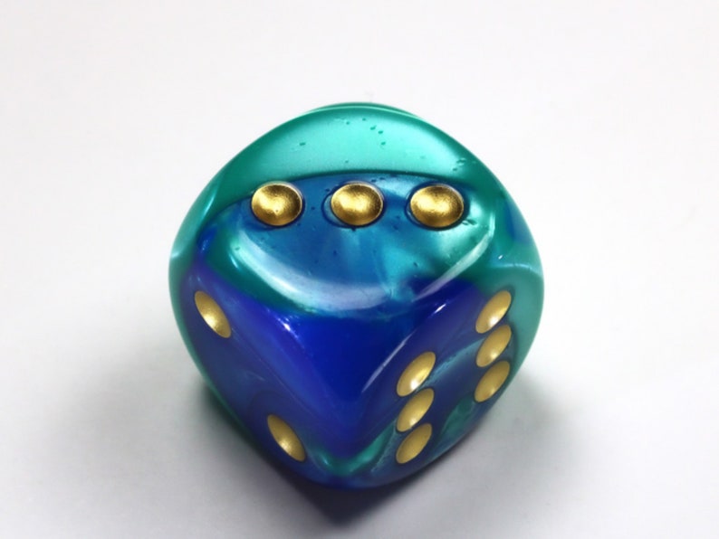 30mm Multicolor D6 Extra Large RPG Tabletop Roleplay CCG Board Counter Marker Token Card Roleplay Games Gaming Random Roll Decision Blue Teal Gold