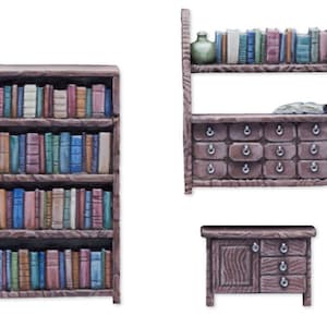 May include: Three wooden shelves with books. The shelves are brown and have a rustic look. The books are of various colors and sizes. The shelves are on a white background.