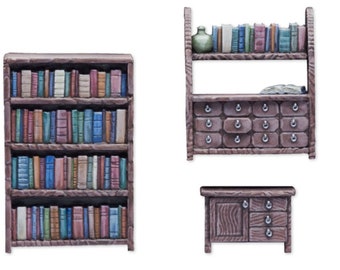 Bookshelfs and Commode Set (3) - Miniatures Figures RPG Tabletop Roleplay Games Models Sculptures Gaming Creatures Monsters