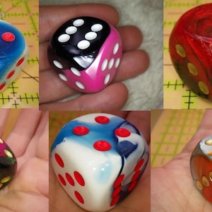 30mm Jumbo D6 Dice / Extra Large Gemini Marbled Resin Die / Oversized RPG Tabletop Gaming Counter / MTG Life Tracker / Huge Pip D6 DM Gift