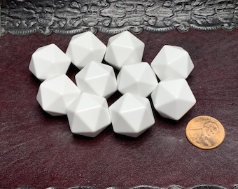 10D20 (10 Twenty Sided) 16mm Blank White Dice - RPG Tool Tabletop Roleplay Games Supply CCG Card Board Random Tokens Counters Markers
