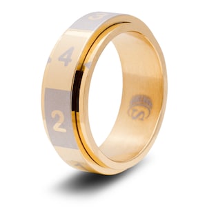 4-sided (D4) Dice Random Number Spinner Ring Gold