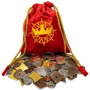 The Kings Coffers 60 Metal Fantasy Coins With Pouch Great for 