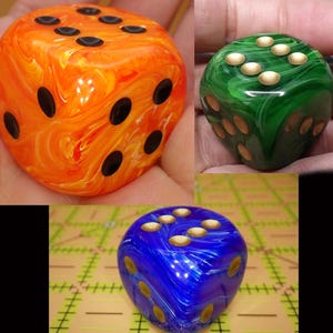 Jumbo Vortex 30mm D6 Dice - Extra Large Resin Die for Tabletop RPG, D&D, and Board Games