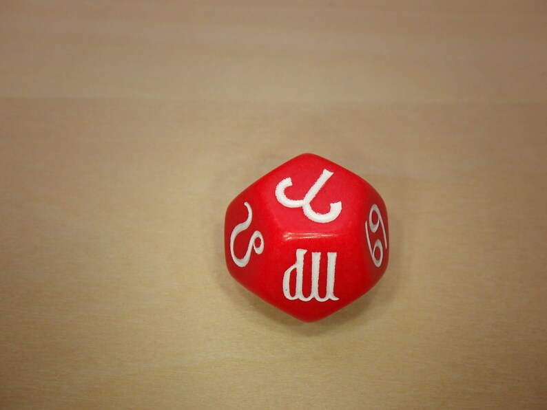 Zodiac Symbol Dice | 18mm D12 for RPG, D&D, and Astrology Tabletop Games Röd