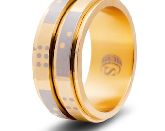2D6-sided (with pips) Dice Random Number Spinner Ring Gold RPG Tabletop Roleplay Gaming