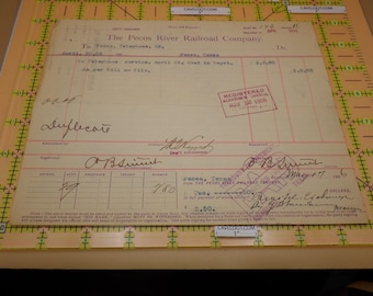 1906 Pecos River Railroad Texas Voucher Early Telephone Service Amarillo Bank