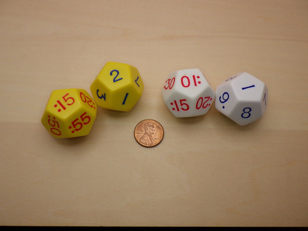 Large Time Dice Hours Minutes Learn Teach Manipulate RPG Tool Tabletop