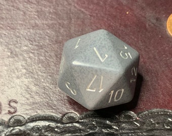 Hi-Tech Jumbo 34mm Speckled D20 Black & Gray with Silver Extra Large Counter Dice