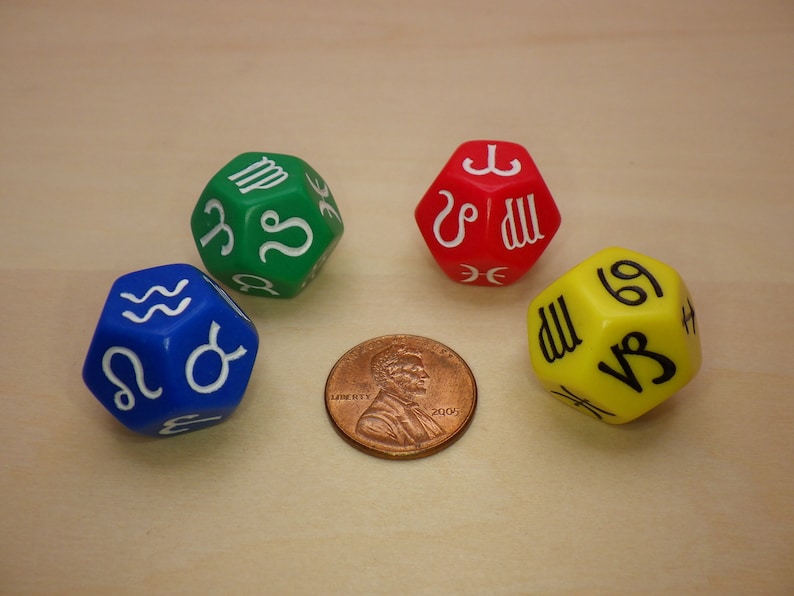 Zodiac Symbol Dice | 18mm D12 for RPG, D&D, and Astrology Tabletop Games bild 1