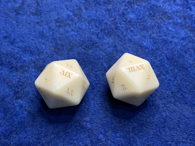 Roman Numeral D20 Die Custom Opaque D20 16mm Gaming Tabletop RPG Dice Roleplay CCG Board Cards Games Marker Tokens Count