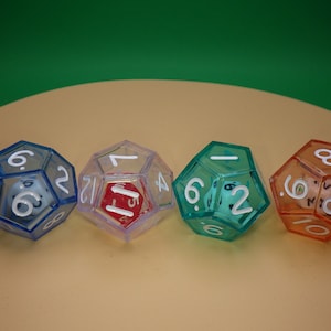 Double D12 - Small Twelve Sided Die in Larger Transparent Twelve Sided RPG Tabletop Gaming Roleplay Tool CCG Board Card Games Supply