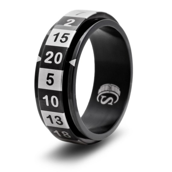 Custom Inner Ring Lettering D20 Dice Couple Ring