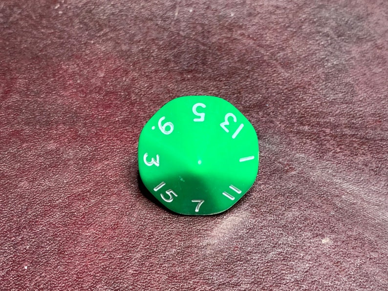 D16 Sixteen Sided Dice Opaque Die Tabletop Gaming RPG Roleplay CCG Board Games Tokes Markers Counting Counters Random Roll Decisions Make Green