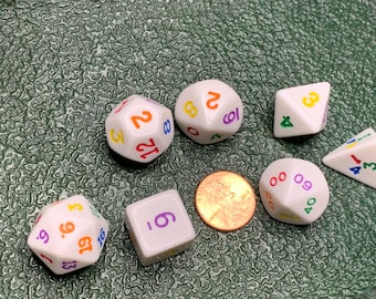 16mm Rainbow 7 Dice Polyhedral Set - RPG Tool Tabletop Roleplay Games Supply CCG Card Board Random Tokens Counters Markers Decision Makers