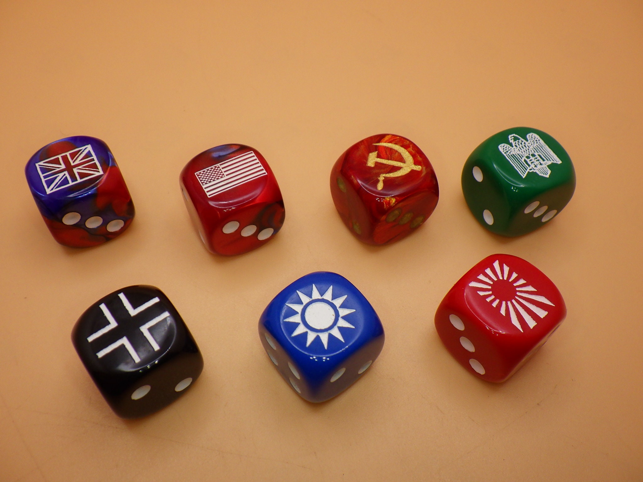 Axis & Allies Custom Engraved D6 - National Emblem Country Dice