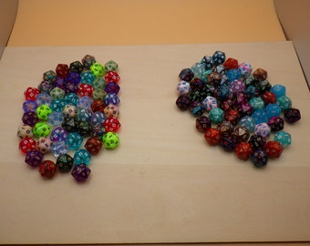 50pc Mini D20 Dice Bulk | Undrilled Polyhedral Resin Charms | Tiny 20-Sided Tabletop RPG Counters | Assorted Colors Jewelry Making Supplies